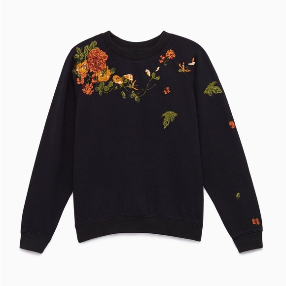 Little Moon Sweaters - Little Moon Aritzia Embroidered Amaranth Floral Crewneck Sweater | small